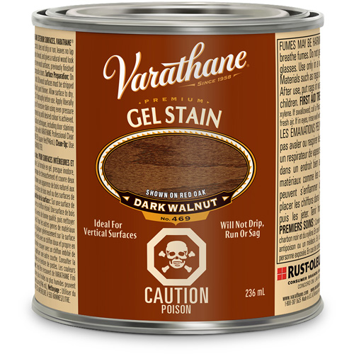 Varathane® Premium Gel Stain, Container Type, Can, Size, 236 ml, Container Size, 236 ml, Finish, Transparent, Colour Name, Dark Walnut