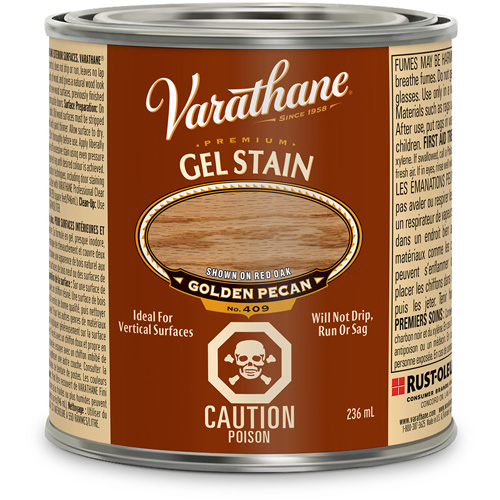 Varathane® Premium Gel Stain, Container Type, Can, Size, 236 ml, Container Size, 236 ml, Finish, Transparent, Colour Name, Golden Pecan