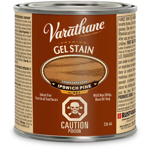 Varathane® Premium Gel Stain, Container Type, Can, Size, 236 ml, Container Size, 236 ml, Finish, Transparent, Colour Name, Ipswich Pine