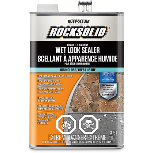 RockSolid® Wet Look Sealer, Container Type, Rectangular Can, Colour Family, Clear, Container Size, 3.78 L, Net Volume, 3.78 L