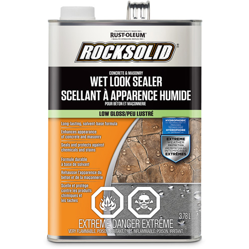 RockSolid® Wet Look Sealer, Container Type, Rectangular Can, Colour Family, Clear, Container Size, 3.78 L, Net Volume, 3.78 L