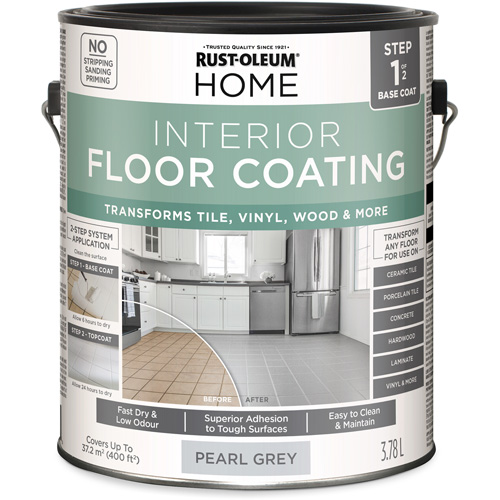 Home Interior Floor Coating System Base Coat, Container Type, Gallon, Colour Family, Grey, Container Size, 3.78 L, Net Volume, 3.78 L, Colour Name, Pearl Grey