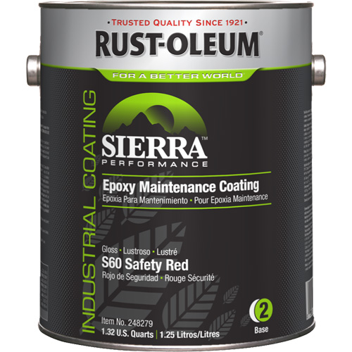 Sierra Performance™ S60 Maintenance Coating Base Component, Container Type, Gallon, Colour Family, Red, Container Size, 1 gal., Net Volume, 1 gal., Colour Name, OSHA Safety Red, Dry To Touch Time, 30 Minutes
