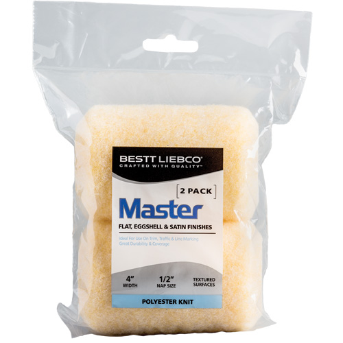 Master Trim & Traffic Paint Roller Covers, Length, 101.6 mm (4"), NAP, 13 mm (1/2"), For Use With, Flat, Eggshell & Satin Finishes, Core Diameter, 1-1/2"