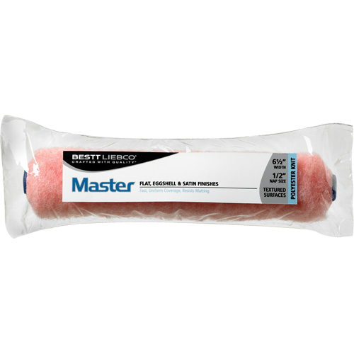 Master All Purpose Roller Cover, Length, 165.1 mm (6-1/2"), NAP, 13 mm (1/2"), For Use With, Flat, Eggshell & Satin Finishes, Nap Type, Knit