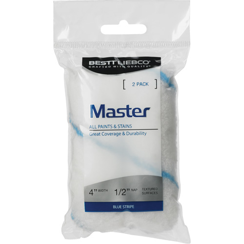 Master Blue Stripe Paint Roller Covers, Length, 101.6 mm (4"), NAP, 13 mm (1/2"), For Use With, All Paints, Nap Type, Woven Polyester