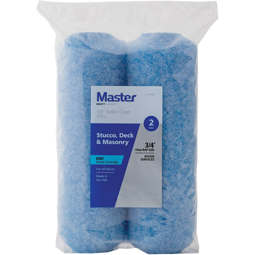 Master Standard Stucco, Decks & Masonry Paint Roller Covers, Length, 240 mm (9-1/2"), NAP, 19 mm (3/4"), For Use With, All Paints & Stains, Nap Type, Knit Nylon/Polyester