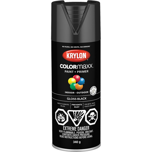 COLORmaxx™ Paint + Primer, Container Type, Aerosol Can, Colour Family, Black, Container Size, 16 oz., Net Volume, 12 oz., Colour Name, Black
