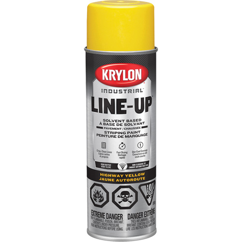 Industrial Line-Up Striping Spray Paint, Container Type, Aerosol Can, Colour Family, Yellow, Colour, Highway Yellow, Container Size, 20 oz.