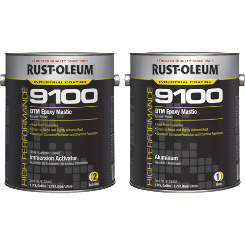 9100 System DTM Epoxy Mastic Base & Activator Kit, Container Type, Gallon, Colour Family, Clear/Silver/Aluminum, Colour, Aluminum, Container Size, 1 gal., Self Life (Base), 3 Years (Unopened Containers), Self Life (Activator), 2 Years (Unopened Containers)