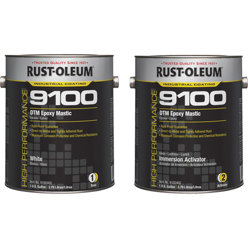 9100 System DTM Epoxy Mastic Base & Activator Kit, Container Type, Gallon, Colour Family, Clear/White, Colour, White, Shelf Life, 3 Years (Unopened Containers)