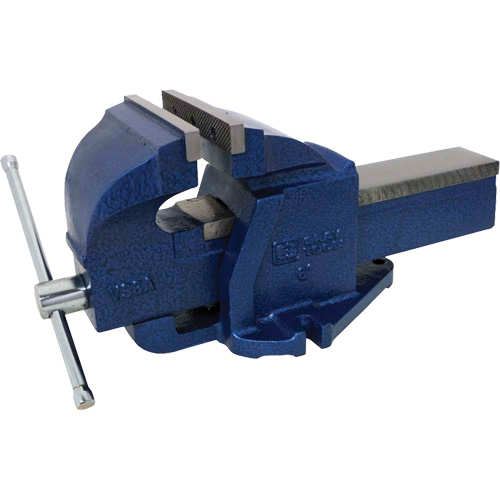 Cast Ductile Iron Bench Vise, Jaw Width, 6", Jaw Opening, 6-1/2", Throat Depth, 3-3/4", Overall Length, 19", Height, 8-1/3"
