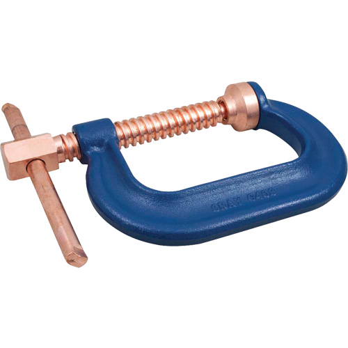 Heavy-Duty Forged C-Clamp, Clamping Capacity, 10" (254 mm), Throat Depth, 5" (127 mm), Clamping Force, 8000 lbs., Spindle Diameter, 3/4"