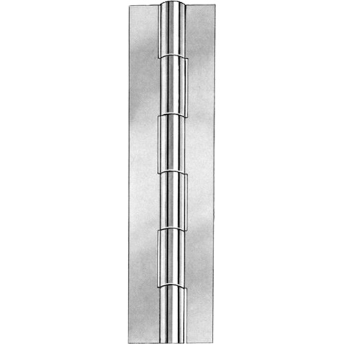 Continuous Piano Hinge, Material, Stainless Steel, With Holes or Without Holes, Without Holes, Length, 72", Width, 1-1/2"