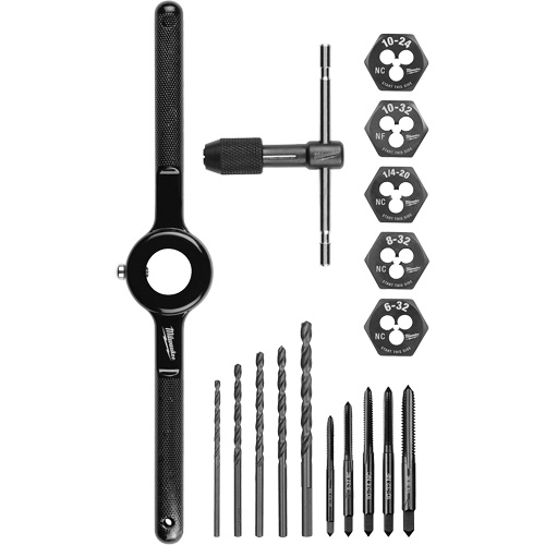 Tap and Die Set, No. of Pieces, 17, Length, 11", Height, 1"