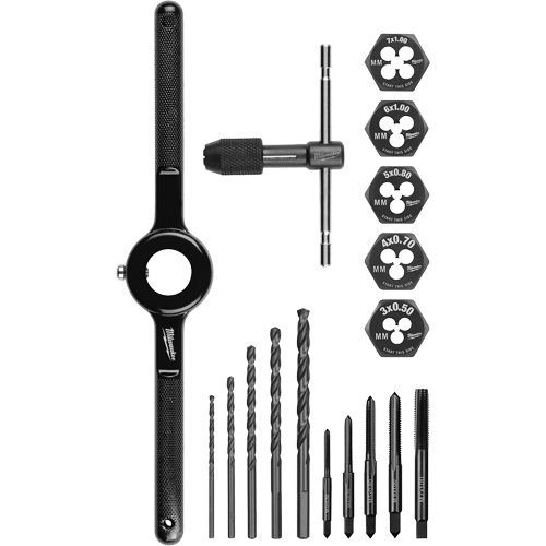 Tap and Die Set, No. of Pieces, 17, Length, 11", Height, 1"