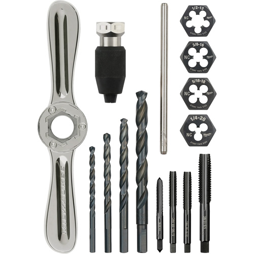 Tap and Die Set with Hex-Lok™ 2-in-1 Handle, No. of Pieces, 15, Manufacturer's Warranty, 2-in-1 Handle Limited Lifetime Warranty, Length, 11"
