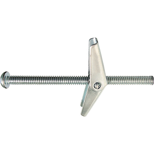 Medium-Duty Toggle Bolt, Size, 1/4", Length, 3", Finish, Zinc Plated, Material, Carbon Steel, Shear Strength, 310 to 445 lbs.