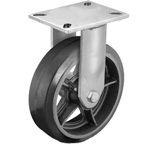 Heavy-Duty Plate Caster, Wheel Diameter, 6" (152.4 mm), Capacity, 450 lbs. (204 kg.), Wheel Material, Rubber, Caster Type, Swivel, Swivel Radius, 5", Overall Height, 7-1/2" (190.5 mm)