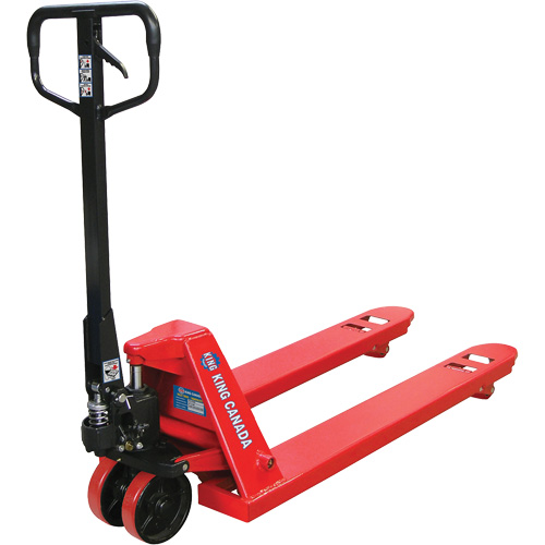 Pallet Truck with Polyurethane Wheels, Fork Length, 48", Frame Width, 27", Capacity, 5500 lbs., Frame Material, Steel