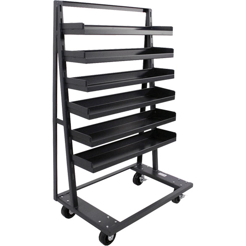 Single-Sided Heavy Duty A-Frame Cart with 6 Lipped Trays, Overall Height, 63", Overall Length, 38", Overall Width, 25", Capacity, 2500 lbs., Weight, 170 lbs., Colour, Grey
