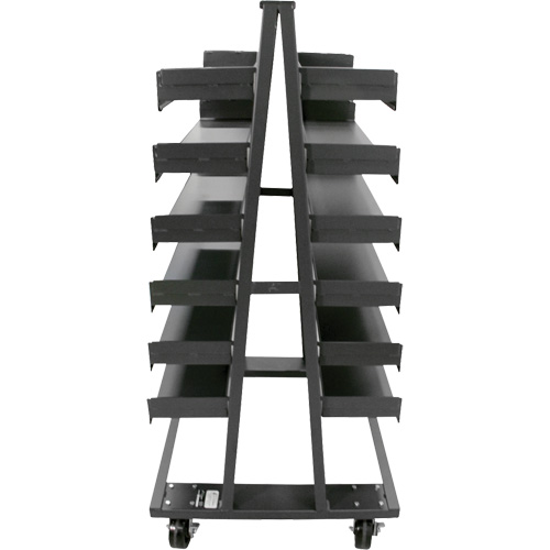 Double-Sided Heavy Duty A-Frame Cart with 12 Trays, Overall Height, 63", Overall Length, 38", Overall Width, 30", Capacity, 2500 lbs., Weight, 215 lbs., Colour, Grey