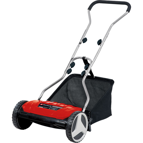 Push Reel Lawn Mower, Operating Type, Manual, Cutting Width, 15", Cutting Height Range, 0.5" - 1.5", Front Wheel Size, 8.625", Spindle Diameter, 5", Catch Bag Capacity, 26 L (6 gal.)