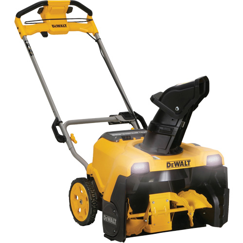 60V Brushless Snow Blower, Working Width, 21" (53.3 cm), Configuration, One-stage, Includes, (1) Snow blower, (2) 60V DCB612 Flexvolt batteries, (1) Charger