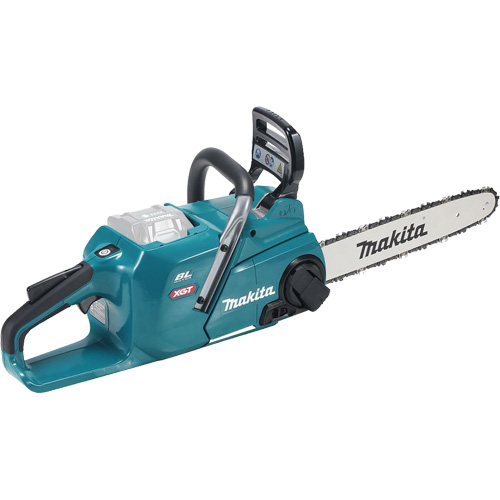 XGT Brushless Cordless Rear-Handle Chainsaw, Engine Power, 40 V, Bar Length, 14", Weight, 12.8 lbs., Operating Type, Battery Powered, Includes, Chainsaw; 40V Max Li-Ion Battery (BL4050F); Rapid Charger (DC40RA); Battery Cover (412393-7); 14" Chain (191T91-3); 14" Guide Bar (191T87-4); Chain Cover (419288-5); Spike Bumper (347925-0); Wrench 13-16 (782023-7); Oil Supply (199897-3), Chain Pitch, 0.325"