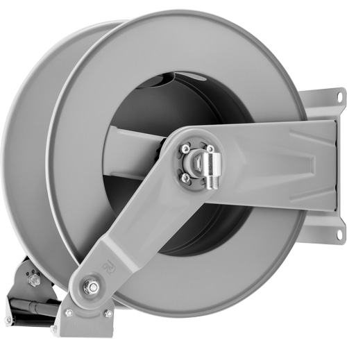 Spring Rewind Hose Reel, Hose Capacity, 50', Material, Steel, Rated Pressure, 3500 PSI, Hose Diameter, 1/4" - 1/2"