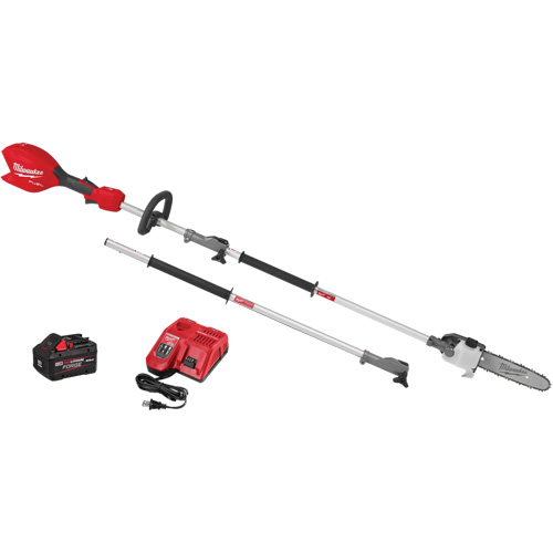 Fuel™ Pole Saw with Quik-Lok™ Kit, Maximum Bar Length, 10", Weight, 12.9 lbs., Operating Type, Battery Powered, Includes, M18 FUEL™ Power Head w/ QUIK-LOK™(3016-20), M18 FUEL™ QUIK-LOK™ 10" Pole Saw Attachment(49-16-2720), M18 FUEL™ QUIK-LOK™ 3' Attachment Extension(49-16-2721), M18™ REDLITHIUM™ FORGE™ XC8.0 Battery Pack(48-11-1881), M18™ & M12™ Rapid Charger(48-59-1808), Handle Type, Overmold Handle