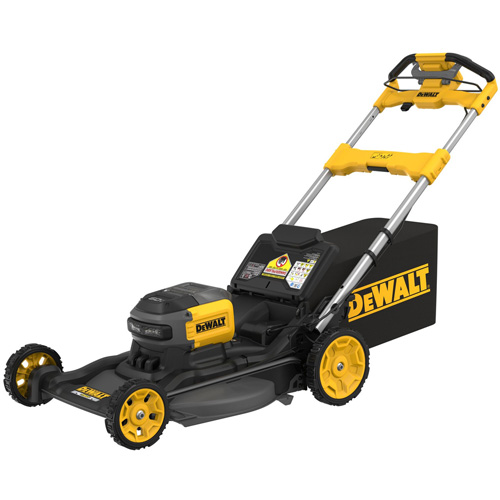 60V MAX* Brushless Cordless RWD Mower Kit, Operating Type, Battery Powered, Cutting Width, 21", Includes, (1) DCMWSP700-CA Cordless Brushless RWD Self-Propelled Mower; (2) DCB612 20V/60V MAX* FLEXVOLT® 12Ah Batteries; (2) DCB1104 12V MAX*/20V MAX*/FLEXVOLT® 4 Amp Chargers; (1) Grass Bag; (1) Rear Side Discharge Chute; (1) Mulch Plug, Manufacturer's Warranty, 3 Year Limited Warranty, 1 Year Free Service, 90 Days Satisfaction Guaranteed