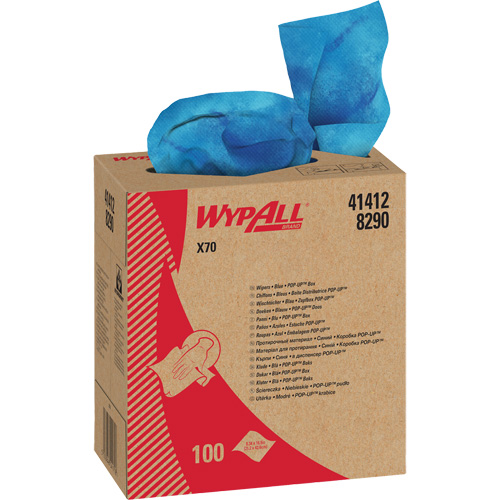 WypAll® X70 Premium Industrial Cloths, Type, Heavy-Duty, Length, 16-4/5", Width, 8-1/3", Colour, Blue, Sold/Priced Per, Box