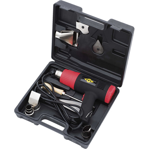 10-Piece Heat Gun Kit, Temperature, 700°F - 925°F (375°C - 495°C), Temperature Setting, 2 Speed, Voltage, 120 V, Amps, 12.5 A