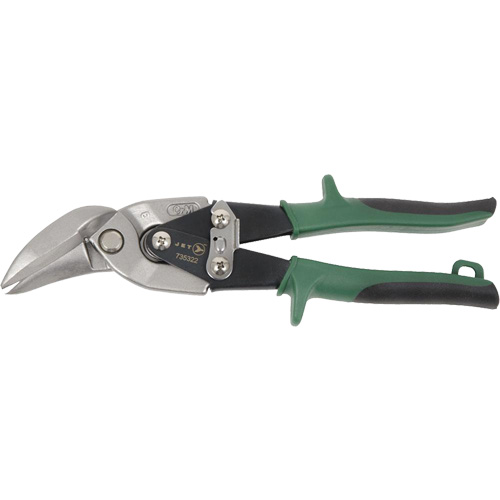 Offset Aviation Snips, Cut Length, 1-3/16", Overall Length, 9-1/4", Handle Style, Straight, Handle Colour, Green