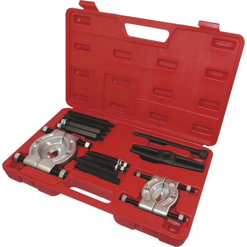 12-Piece Bearing Separator Set, Includes, 2-1/4" Bearing Separator (1); 3-1/2" Bearing Separator (1); Yoke (1); Forcing Screw (1); Main Rods (4); Extension Rods (4)
