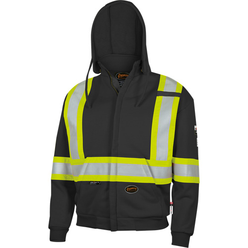 Flame-Resistant Zip Style Hoodie, Material, Cotton, Size, Small, Colour, Black, Men's/Women's, Men's, Additional Certification(s), CSA Z96-22 Class 1 Level 2 & Class 1 Level FR, CSA Z462-2021, CGSB 155.20-2017, ANSI/ISEA 107-2020 Class 1 Type O, Thermal Protective Performance (TPP) Rating, 12.6 cal/cm²
