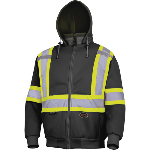 Hoodie, Background Colour, Black, Reflective Stripe Colour, Silver/Yellow, Size, Large, Material, Fleece/Polyester, Additional Certification(s), ANSI/ISEA 107-2020 Class 1 Type O
