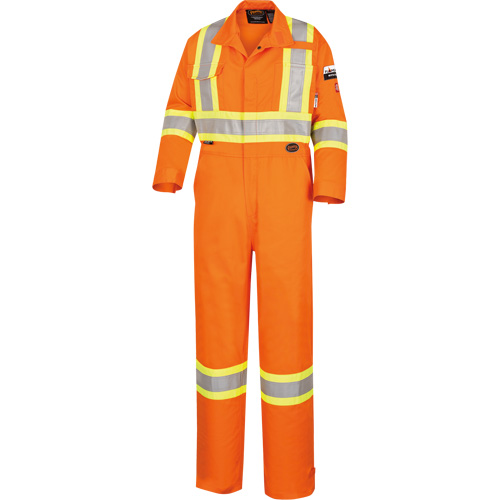 High Visibility FR Rated & Arc Rated Safety Coveralls, Size, 46, Colour, High Visibility Orange, Arc Rating, 11 cal/cm², Standard(s) Met, NFPA 70E/ASTM F1506/NFPA 2112, Material, Cotton, Additional Certification(s) Met, CSA Z462-24, CGSB 155.20-2017, TPP 11.8 cal/cm², CSA Z96-22 Class 3 Level 2, CSA Z96-22 Class 3 Level FR