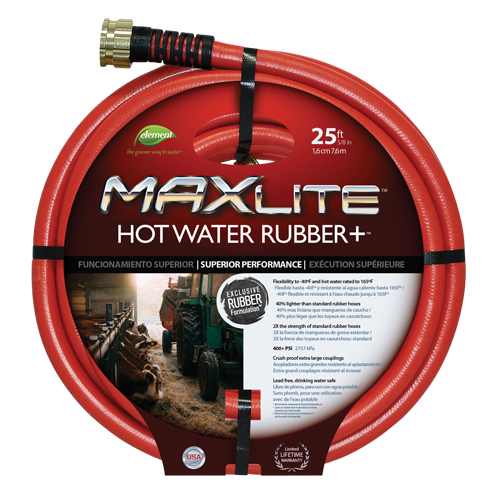 Hot Water Hose, Hose Diameter, 3/4", Hose Length, 50', Hose Material, Rubber, Couplings, Nickel Plated Brass