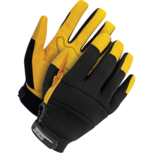X-Site™ Mechanic's Gloves, Size, Medium, Palm Material, Grain Goatskin, Colour, Black & Yellow, Cuff Style, Hook & Loop
