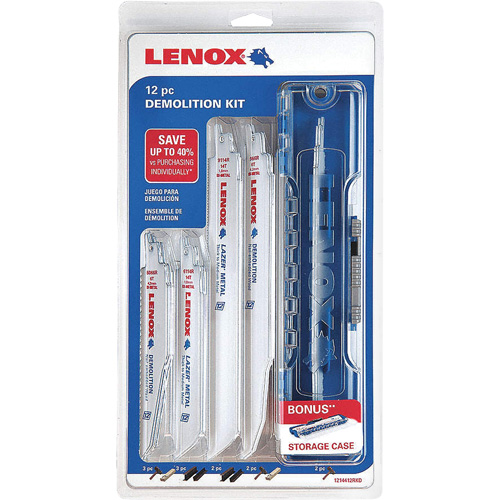 Demolition Reciprocating Saw Blade Kit, No. of Pieces, 12, Size Range, 6" - 9"