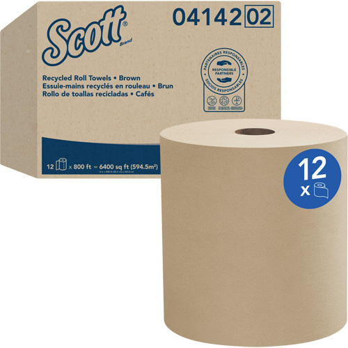 Scott® Universal Hard Roll Towels, Ply, 1, Roll Type, Standard, Roll Length, 800', Width, 8", Colour, Brown