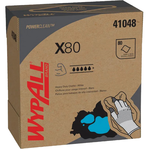WypAll® X80 Extended Use Cloths, Type, Heavy-Duty, Length, 16-4/5", Width, 9", Sold/Priced Per, Box, Qty/Box, 400