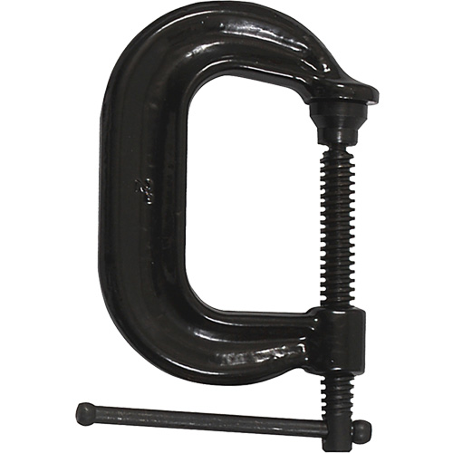 Regular-Duty Deep Throat C-Clamp, Clamping Capacity, 2" (51 mm), Throat Depth, 2-1/8" (54 mm), Clamping Force, 3500 lbs., Weight, 1.4 lbs.
