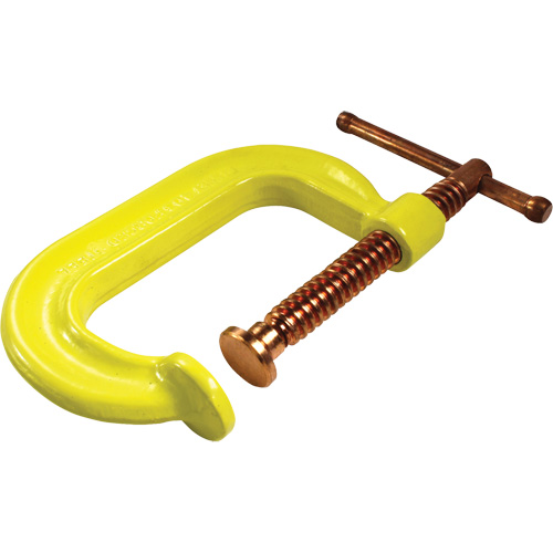 Regular-Duty Deep Throat C-Clamp, Clamping Capacity, 2" (51 mm), Throat Depth, 2-1/8" (54 mm), Clamping Force, 3500 lbs., Weight, 1.4 lbs.