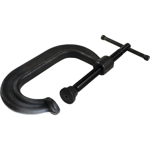 Regular-Duty Deep Throat C-Clamp, Clamping Capacity, 3" (76 mm), Throat Depth, 2-3/8" (60 mm), Clamping Force, 3500 lbs., Weight, 1.9 lbs.