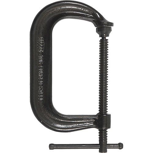 Regular-Duty Deep Throat C-Clamp, Clamping Capacity, 6" (152 mm), Throat Depth, 4-1/8" (105 mm), Clamping Force, 6900 lbs., Weight, 5.4 lbs.