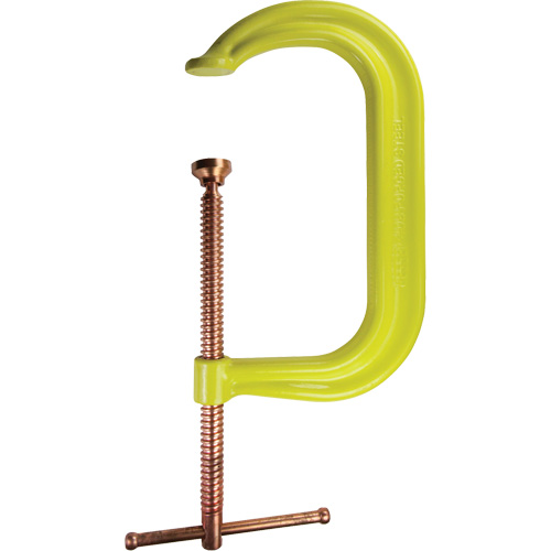 Regular-Duty Deep Throat C-Clamp, Clamping Capacity, 8" (203 mm), Throat Depth, 5" (127 mm), Clamping Force, 6900 lbs., Weight, 7.9 lbs.