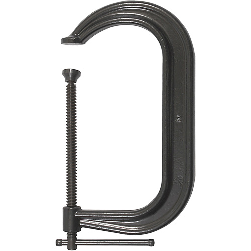 Regular-Duty Deep Throat C-Clamp, Clamping Capacity, 10" (254 mm), Throat Depth, 6" (152 mm), Clamping Force, 8000 lbs., Weight, 11.6 lbs.